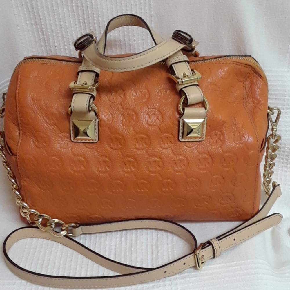 Michael Kors Handbag Satchel Orange/GoldTone Hardw